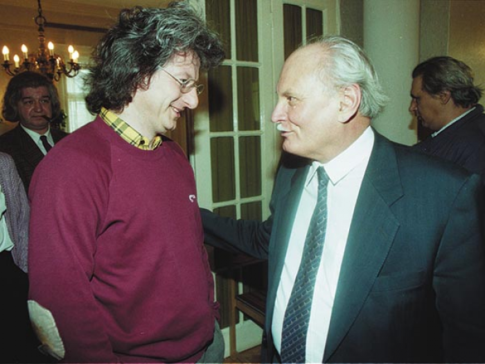 Esterházy Péter és Göncz Árpád 1995-ben - Fotó: Bánkúti András —  