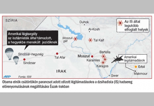 <h1>Obama elnök csütörtökön parancsot adott célzott légitámadásokra a dzsihadista (IS) hadsereg elorenyomulásának megállítására Észak Irakban</h1>-