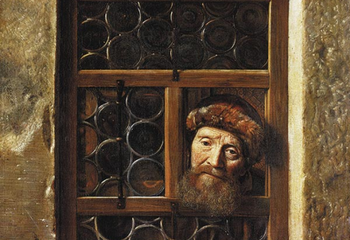 <h1>Samuel Hoogstraeten: Az ablakon kitekintö férfi, 1653</h1>-