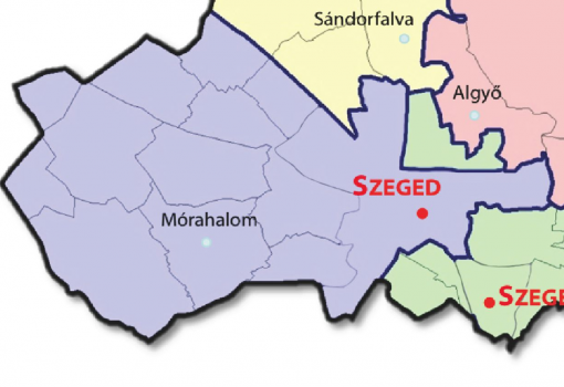 <h1>Szegedi abszurd: egy választókörzet, amely nem határos önmagával (zölddel)</h1>-
